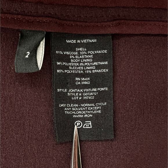 THEORY Jonita K Blazer Jacket Womens 2 Garnet Gold Button Open Burgundy - Picture 13 of 16